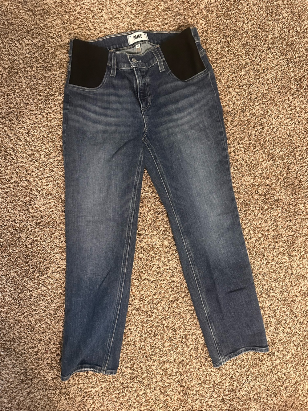 PAIGE Medium Blue Skinny Jeans with Black Stretch Panels